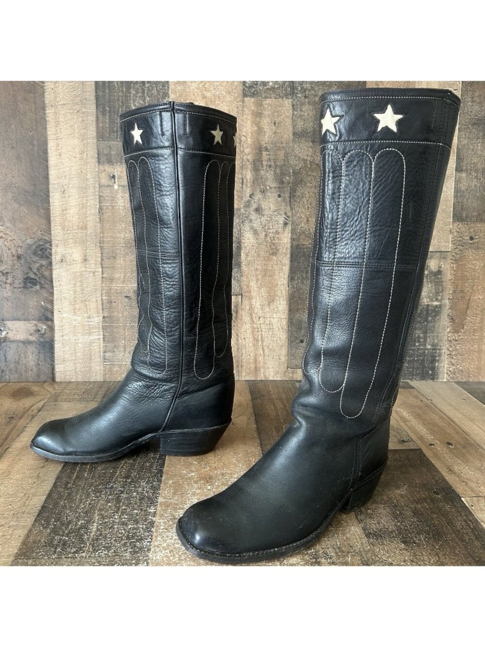 JR Reyes Vintage Stovepipe Tall Western Cowboy Boots Mens 10 D